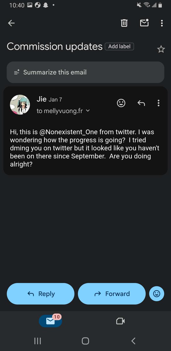 Nonexistent_One's tweet image. "Commission warning about @/mellyvuong

I commissioned mellyvuong through Twitter in early September and paid via PayPal. It is currently late January, I have not received the artwork, any updates, refund, or any communication. (1/?)