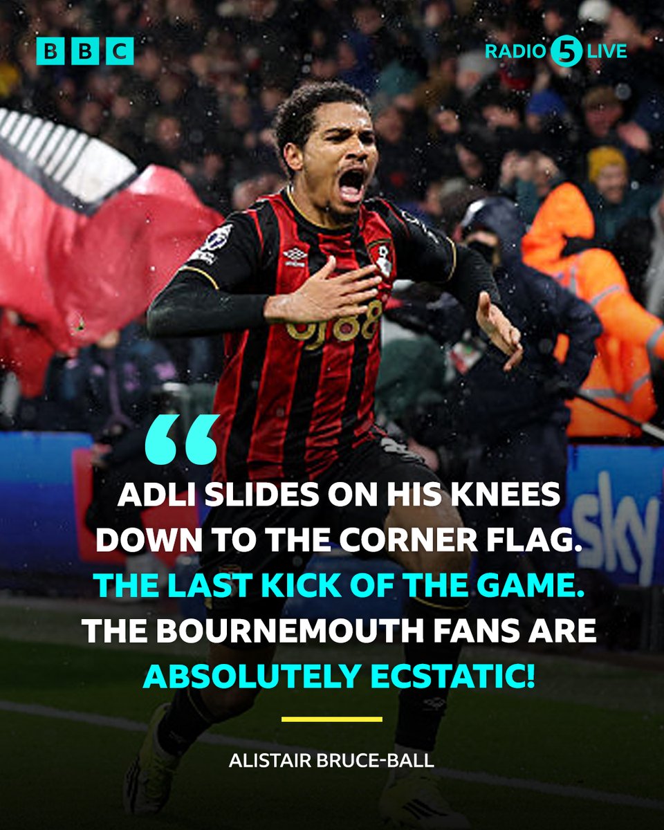 95th minute winner! 🤯

Liverpool don't deal with the long throw and Amine Adli prods home from close range to give Bournemouth all three points. 😤

FT: 🍒 Bournemouth 3-2 Liverpool 🔴

#BBCFootball #PremierLeague #BOULIV