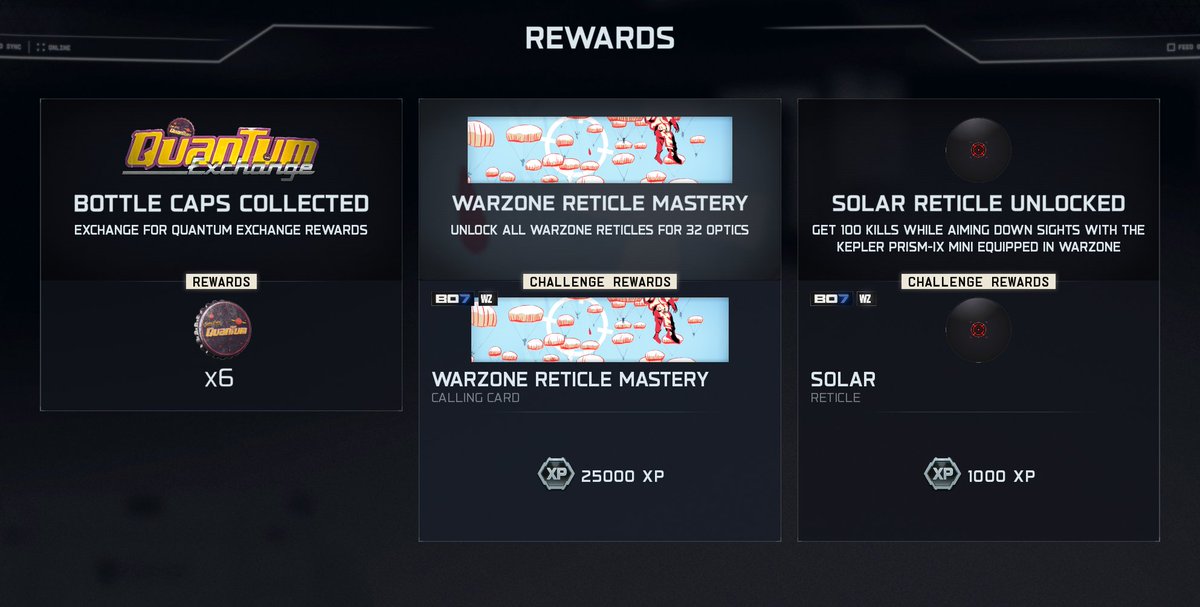 Warzone Reticle Mastery Unlocked

✅Warzone 100 Percenter
✅Warzone Dark Ops Mastery
✅Warzone Reticle Mastery