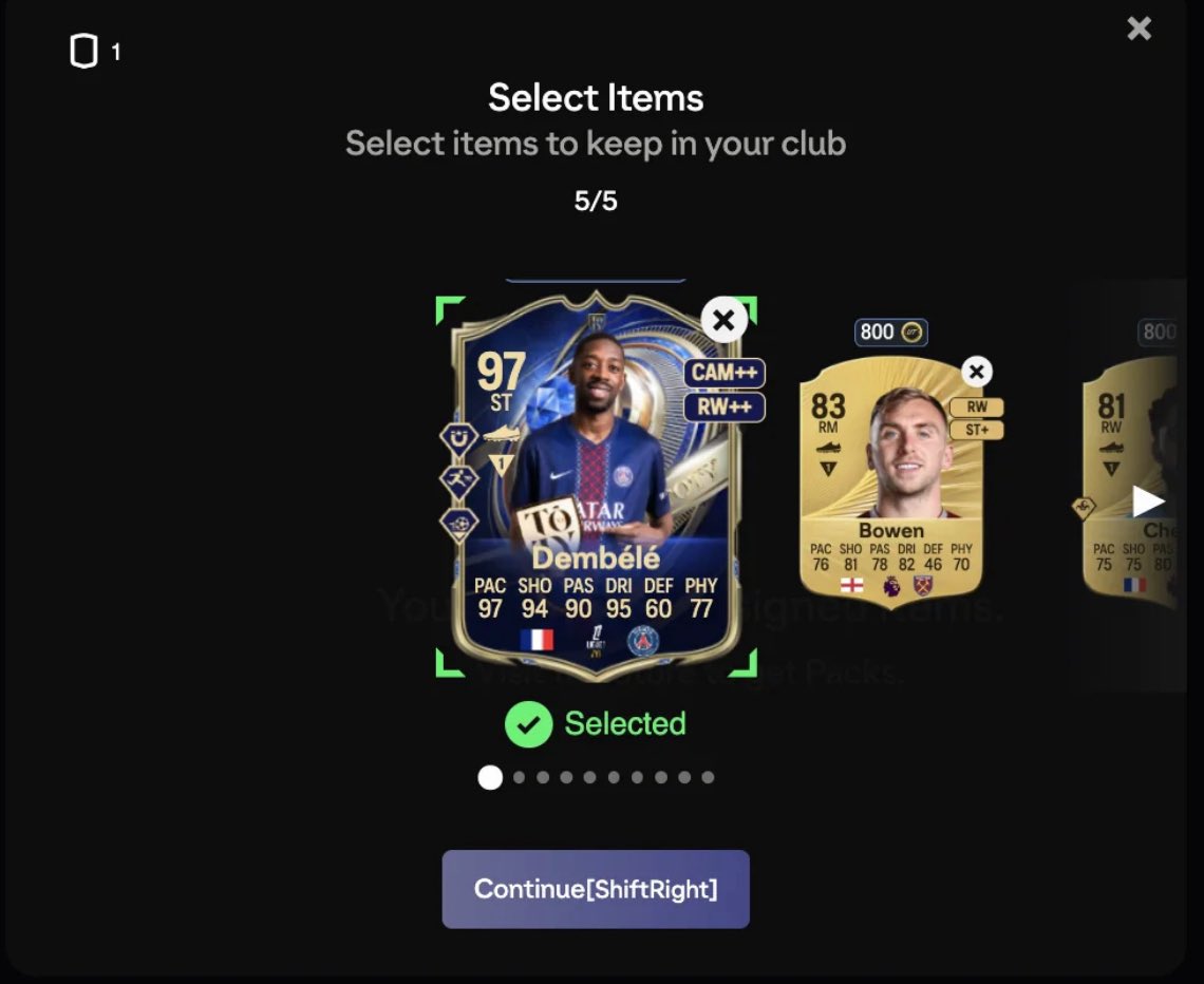 TOTY Dembélé pulled from a 78+ x5 out of 10 🤩🤩🔥

Smash that like and this could be you next! 🤝✨

#FC26