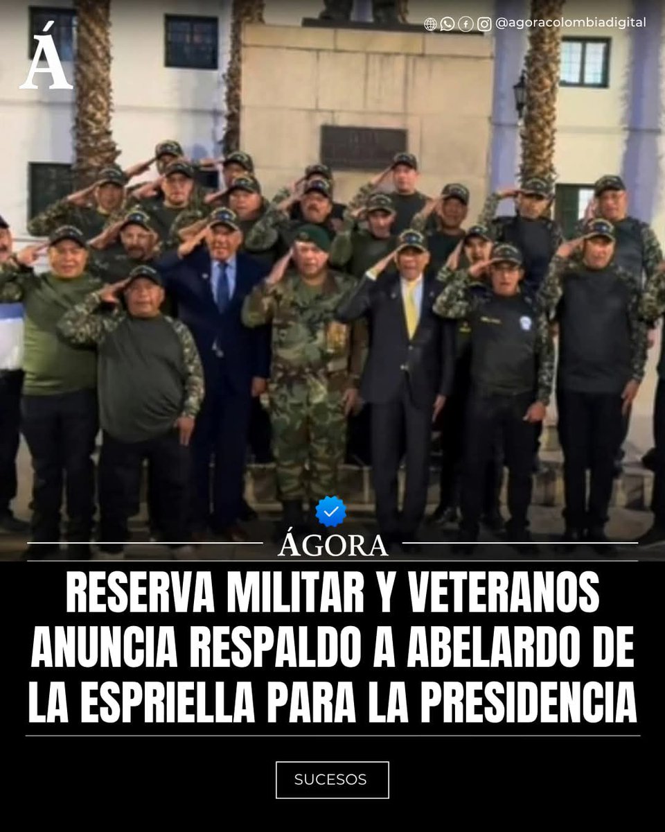 KLea79107265's tweet image. AJUA AJUA 
La Mayoría de miembros d la reserva anunciaron públicamente su respaldo al proyecto presidencial d @ABDELAESPRIELLA, al considerar q su propuesta representa una oportunidad para recuperar el respeto, la autoridad y la dignidad d las @FuerzasMilCol.
#FirmesPorLaPatria
