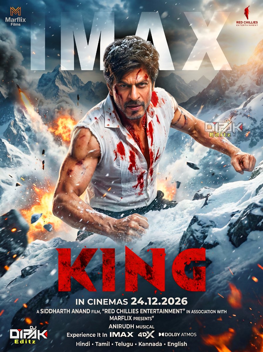 djsrkdipak's tweet photo. GOOSEBUMPS.. 💥 

A stylish, fierce and completely different side of #ShahRukhKhan.. ⚡
The scale looks MASSIVE with high voltage action and the presentation screams class.🔥

Top notch by Director #SiddharthAnand. 🎉

#KING is Ready to ROAR on 24.12.2026 in Cinemas.. 👑

#SRK https://t.co/74A2Vd7p7a