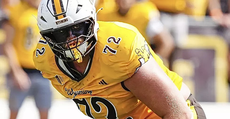 TheLastFullback's tweet image. First Round Aesthetics &amp;amp; All-Pro Vibes:

Wyoming OL Caden Barnett

Competing at the @ShrineBowl this week.