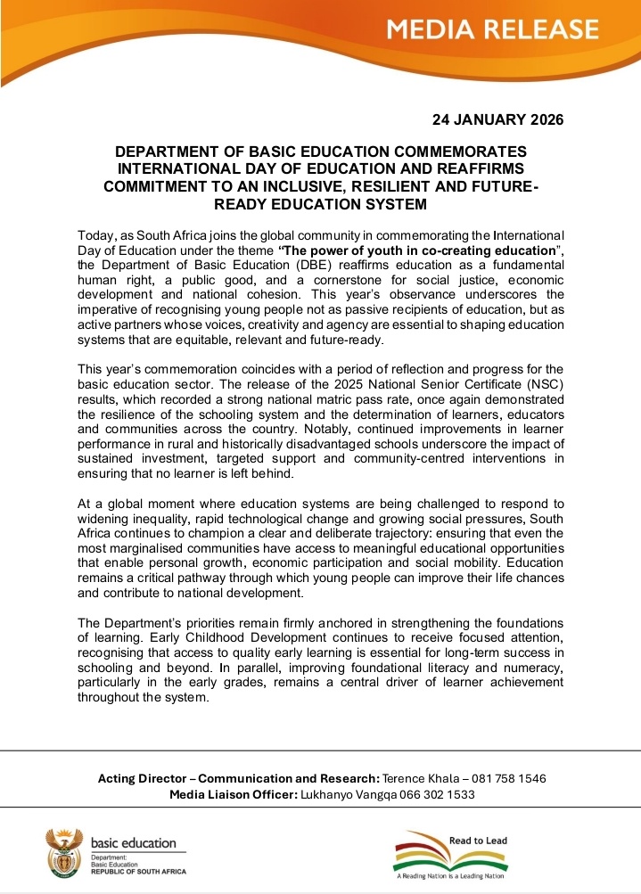 Dep. Basic Education tweet media