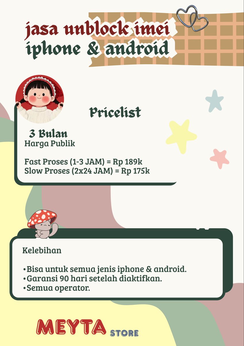 bts_meyl's tweet photo. hai hai, punya kendala sinyal hilang? lagi cari unblock imei? meyta store cuda open ya, bisa sung dm  #zonauang #zonajajan https://t.co/vugwY1uG7l