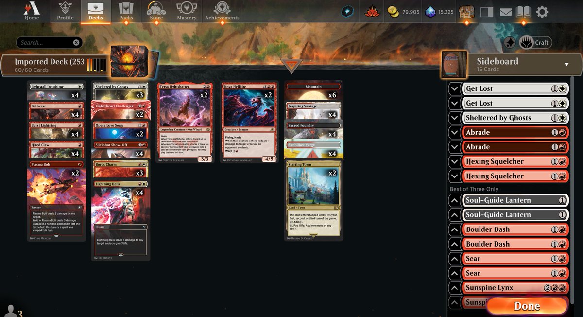 LucaBina94's tweet image. 7-0 STANDARD METAGAME CHALLENG first Try with BYNA BOROS BURN! @fireshoes #MTGArena @UntappedGG @mtgazone @MTGdecks #magic #standard #MTG