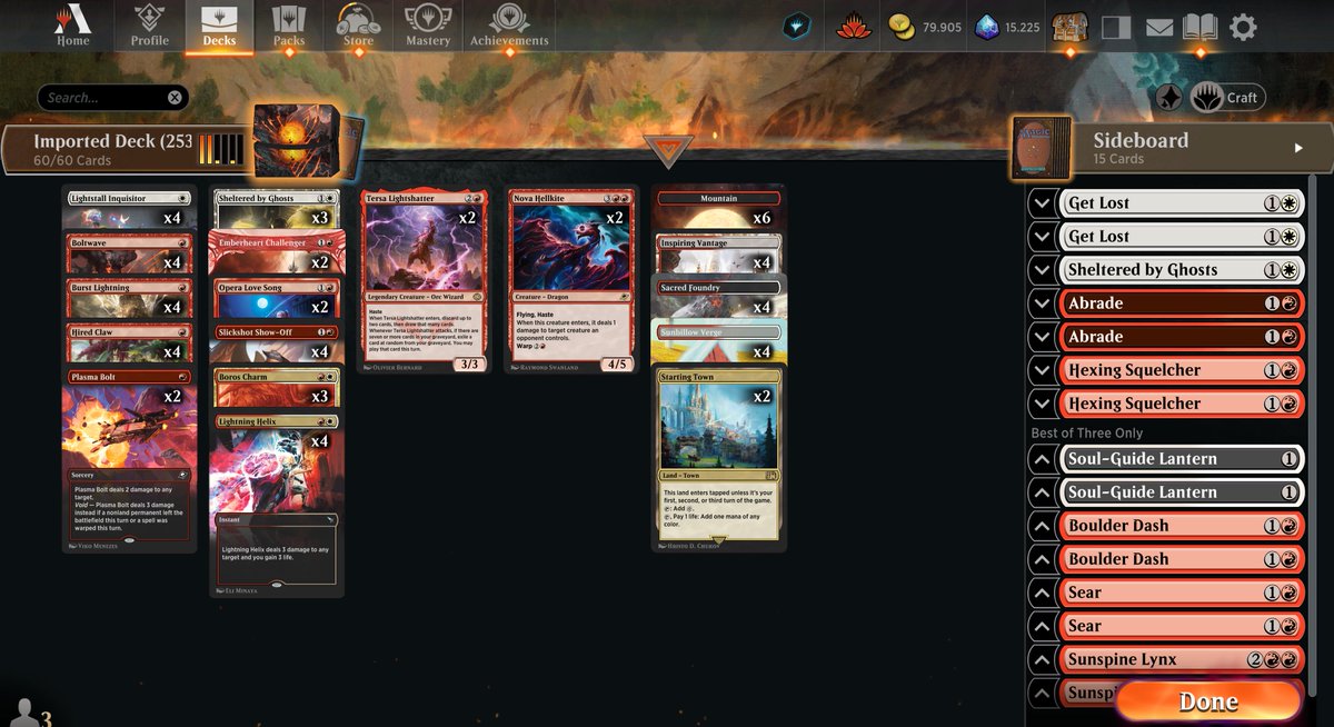 LucaBina94's tweet image. 7-0 STANDARD METAGAME CHALLENG first Try with BYNA BOROS BURN! @fireshoes #MTGArena @UntappedGG @mtgazone @MTGdecks #magic #standard #MTG