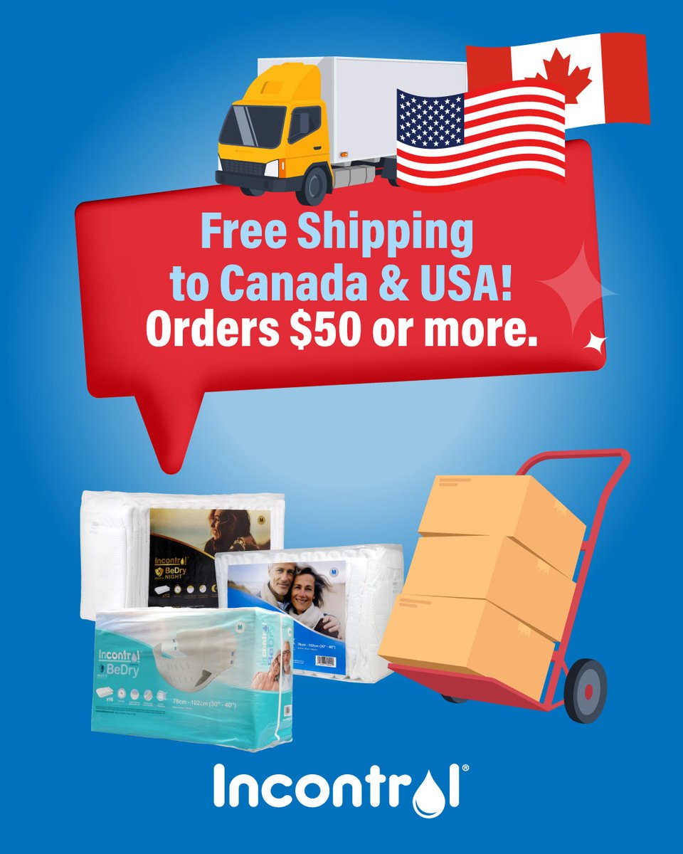 InControlDiaper's tweet image. Don't forget to make the most of your orders with FREE Shipping. Order shipping to Canada &amp;amp; USA receive free shipping on orders $50 or more! 

incontroldiapers.com/shipping-disco…

#freeshipping #adultdiapers #incontinence #incontroldiapers #diapers #love