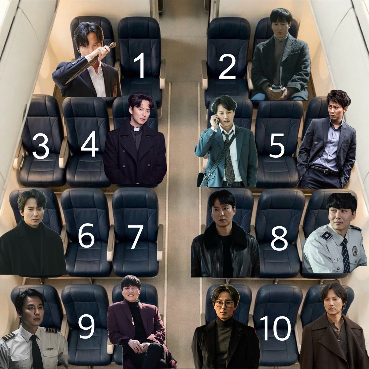 Chnbt_'s tweet photo. มาเล่นกันนนน ถ้าคุณจะต้องนั่งเครื่องบินไฟลท์ 8 ชั่วโมง คุณจะเลือกที่นั่งหมายเลขอะไร? ✈️
#คิมนัมกิล #KIMNAMGIL #김남길 https://t.co/OVzNLKffRb