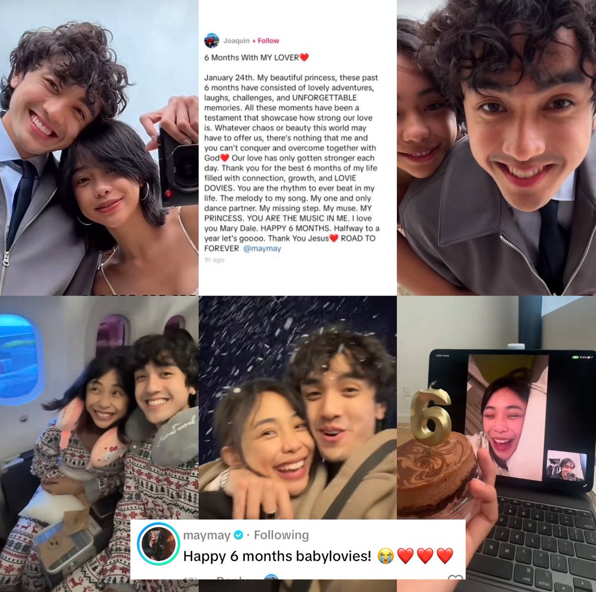 kowalerts's tweet image. SANA ALL 🥹😍

LOOK: Boyfriend ni #MaymayEntrata na si Joaquin Enriquez may mensahe sa girlfriend sa kanilang 6th Months!

“6 Months With MY LOVER

January 24th. My beautiful princess, these past 6 months have consisted of lovely adventures, laughs, challenges, and UNFORGETTABLE