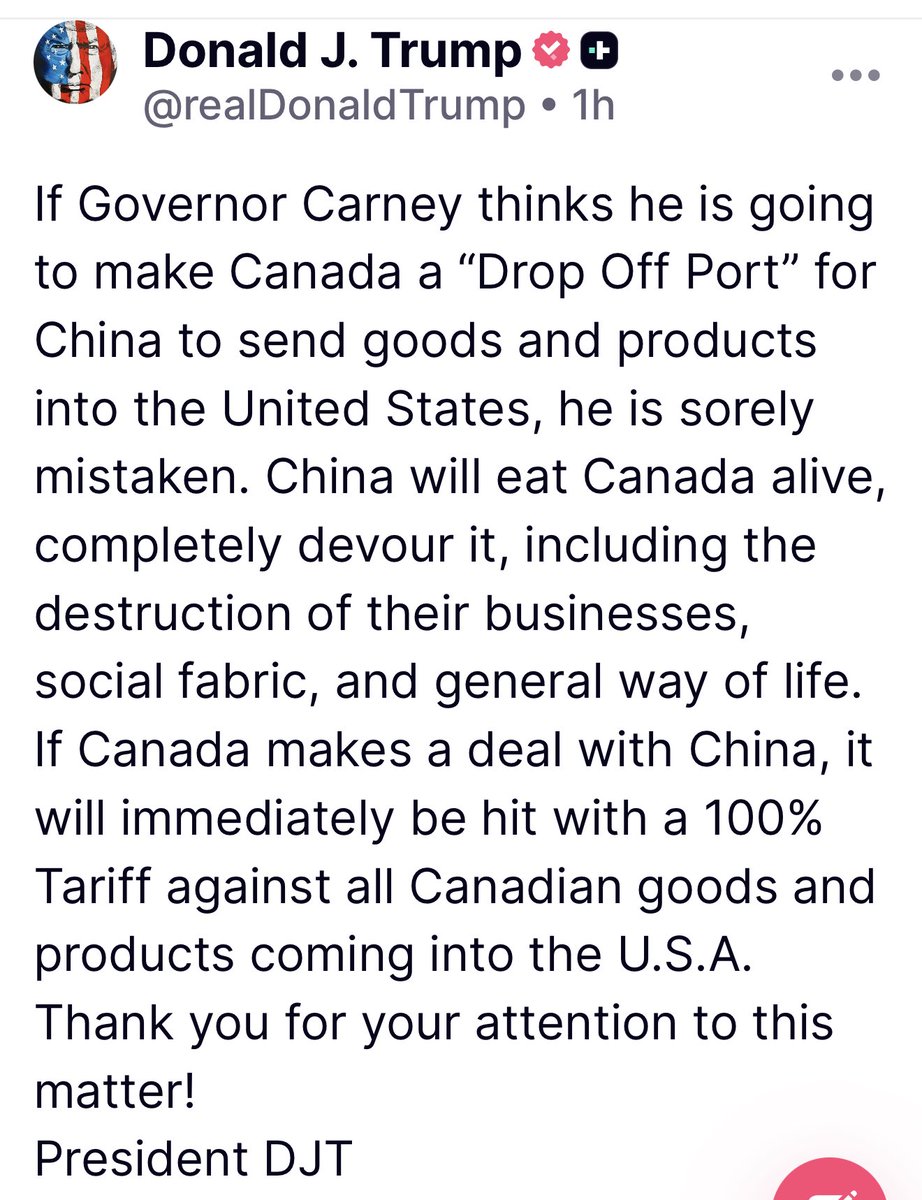 davidaxelrod's tweet image. Make no mistake, this latest threat and sophomoric bombast isn't about trade.
It's about ⁦@MarkJCarney⁩, the PM of Canada, forthrightly telling his people &amp;amp; the world hard truths about the unreliability of America as an ally and a partner in the era of ⁦Trump.