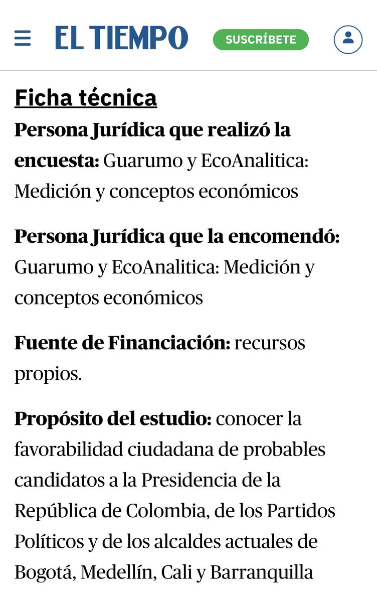 Sobre la encuesta de Guarumo y EcoAnalitica… 
¿Por qué dice que “El Tiempo PRESENTA” y en la publicación de los resultados aparece el logo de El Tiempo, pero según la ficha técnica de la misma encuesta dice que fue con recursos propios?
¿Cuál fue el papel de <a href="/ELTIEMPO/">EL TIEMPO</a> en ese