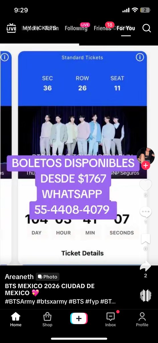 strwbrrysg7's tweet photo. Aquí otra cabrona revendiendo en tiktok 

⚠️ NO A LA REVENTA EN MÉXICO
NO compres boletos de revendedores. 
#NoALaReventaBTSMEXICO #ARMYNoCompraReventa https://t.co/RnywIth2hf