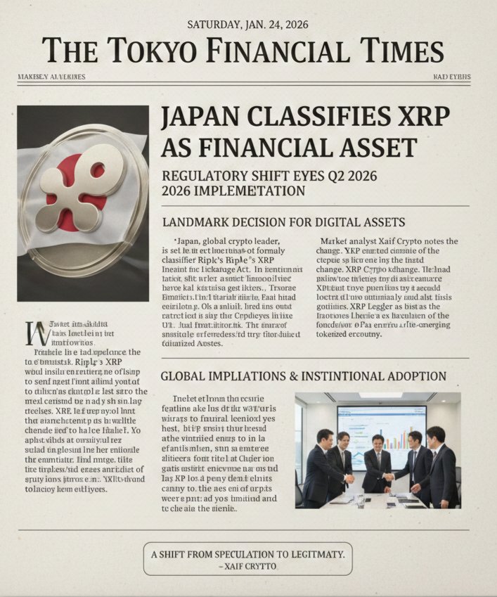 TopWorldDG's tweet photo. Japan Set to Recognize XRP as a Regulated Financial Asset

Japan Moves to Classify XRP as a Financial Product, Eyeing Q2 2026 Implementation https://t.co/zNnu9Xkh4X
