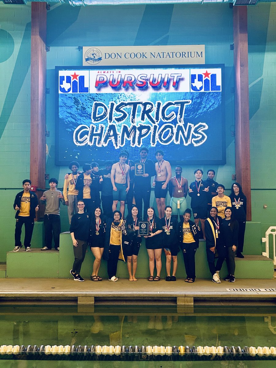 fhsgoldswim's tweet photo. 2026 Boys AND Girls District Champs this season!! We could not be more proud of these athletes and the potential they carry into Regionals!! https://t.co/fLtJxt4mZs