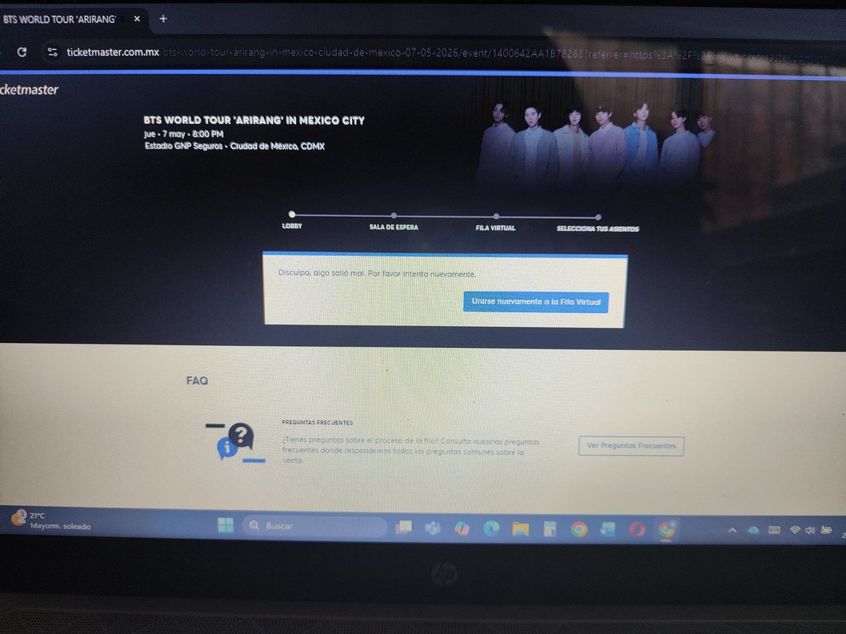 Sweet_YM__'s tweet photo. NO CONTENTO CON FALLAR AL INICIO TODAVÍA MARCA ERROR Y SACAN DE LA FILA

OJALA UNA CUCARACHA SE LES META AL OIDO Y LES DEJE SUS HUEVOS AHI A LOS DE TICKETMASTER Y OCESA TAMBIÉN ALV
#BTS_WORLDTOUR_MEXICOCITY https://t.co/BbcLiPuVW5