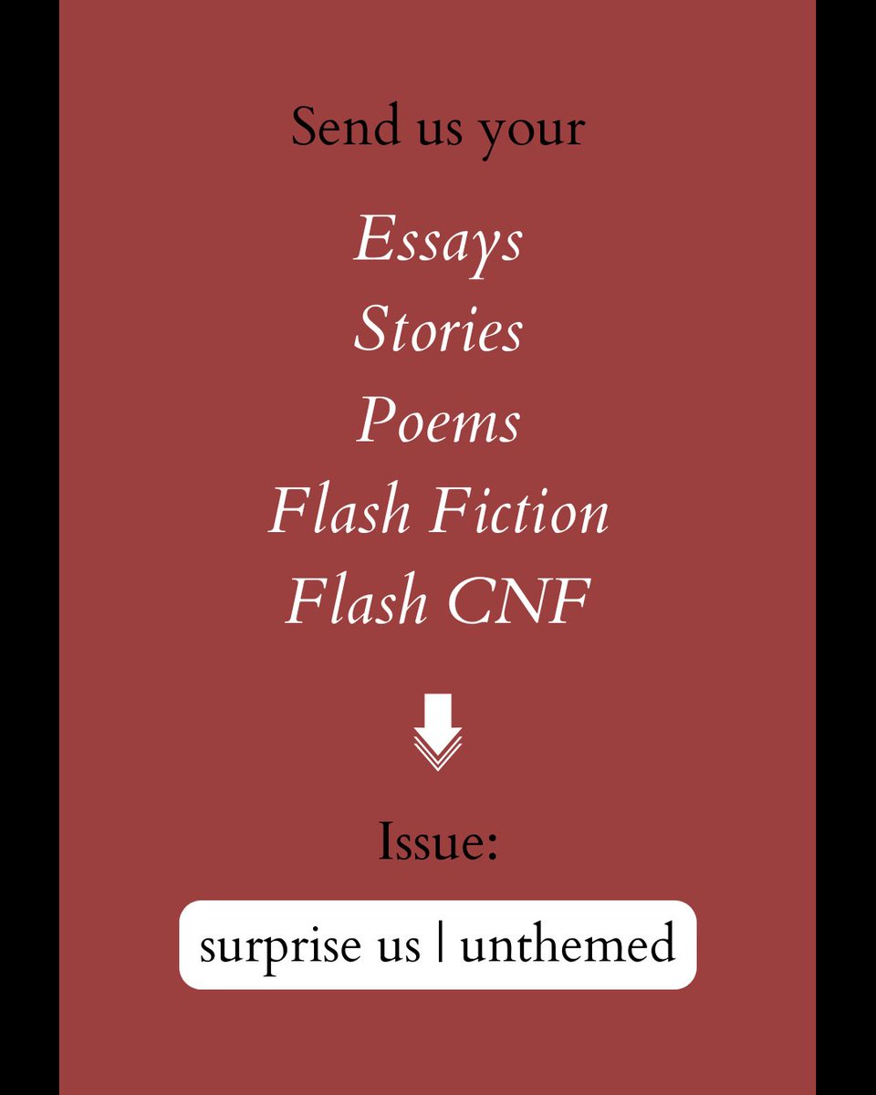 SUBMISSIONS ARE OPEN!
We only publish from the queue ~ $100 award to 1 published piece ~ work is reviewed by 2 team members ~ we ❤️writers &amp; nominate for prizes ~ our theme is so open you can <surprise us> by ignoring it!

Plz share!

south85journal.com/submissions/