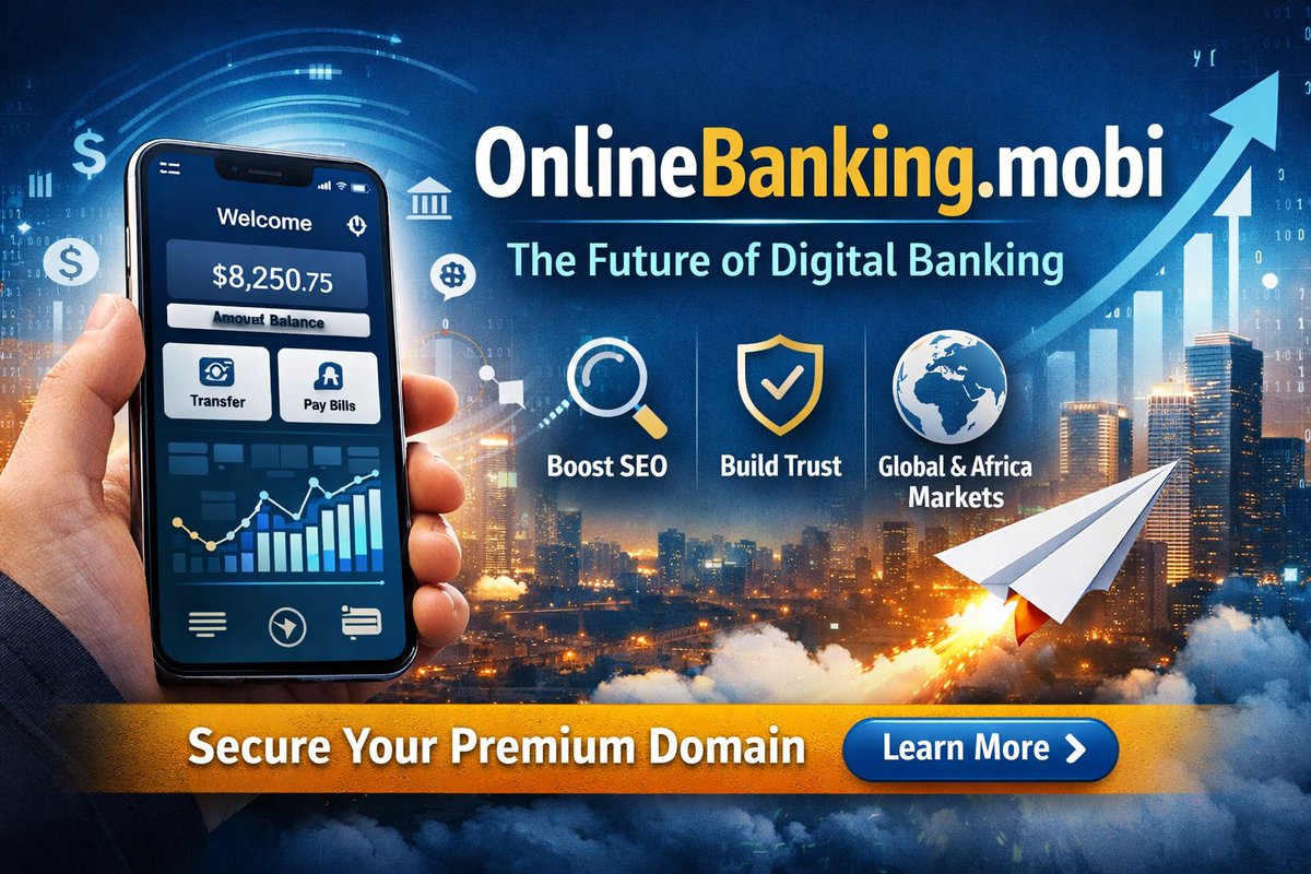 africabusiness4's tweet photo. Mobile banking is changing the game! 🚀📱
 https://t.co/24iAdkP3So is a premium domain for digital banking, helping startups and banks in Africa and worldwide build trust, SEO, and mobile-first services.
Read why it’s a strategic asset 👇
 https://t.co/QRUQjOGsEf
#DomainNames #Fintech #MobileBanking #DigitalBanking #Africa #StartupTips #Branding #SEO