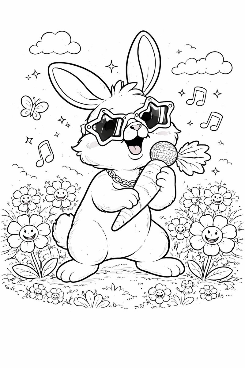 RezaurSoton's tweet photo. Get ready to color this funky rabbit! 🐰🎤 This cool bunny is rocking star-shaped sunglasses and singing with a giant carrot like it's a mic.🎨 #ColoringFun #RabbitVibes #ArtTime #coloringpages

#Rezaur #Soton
#RezaurSoton #RRS
#RezaurRahmanSoton https://t.co/p5lIBL3NKm
