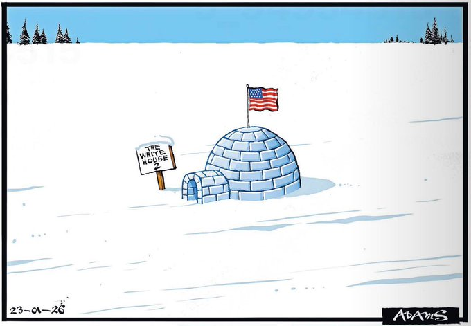 a16zwang's tweet photo. The Telegraph recently created a caricature dubbed 'The White House-2 in Greenland', this literally never ran before.

This was deployed a few times but I think no one picked up on the fact that this is actually the perfect deriv narrative for $penguin which right now is mooning and at $75M