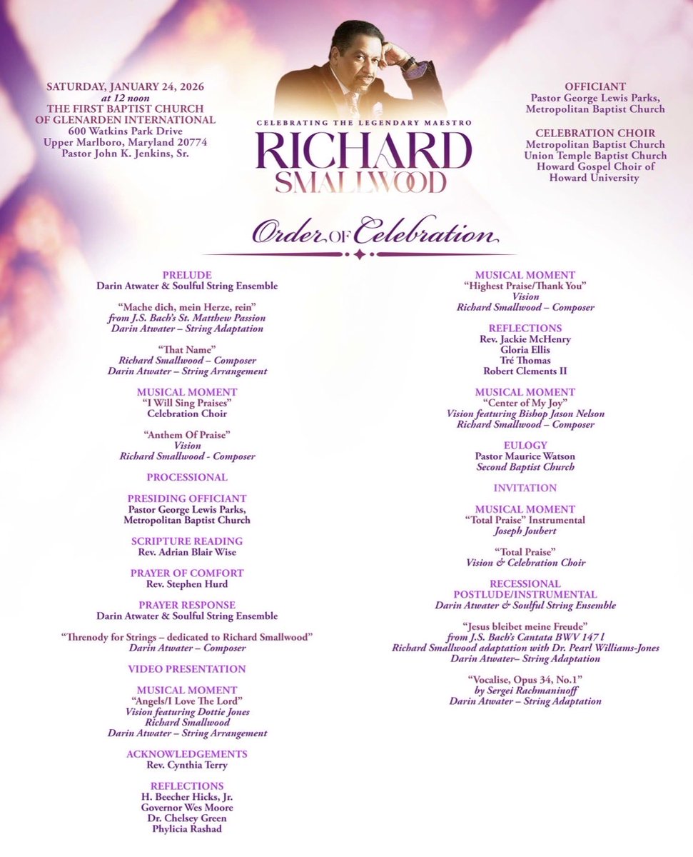 I’m at the Celebration of Life for gospel music icon Richard Smallwood in Prince George’s County, MD: