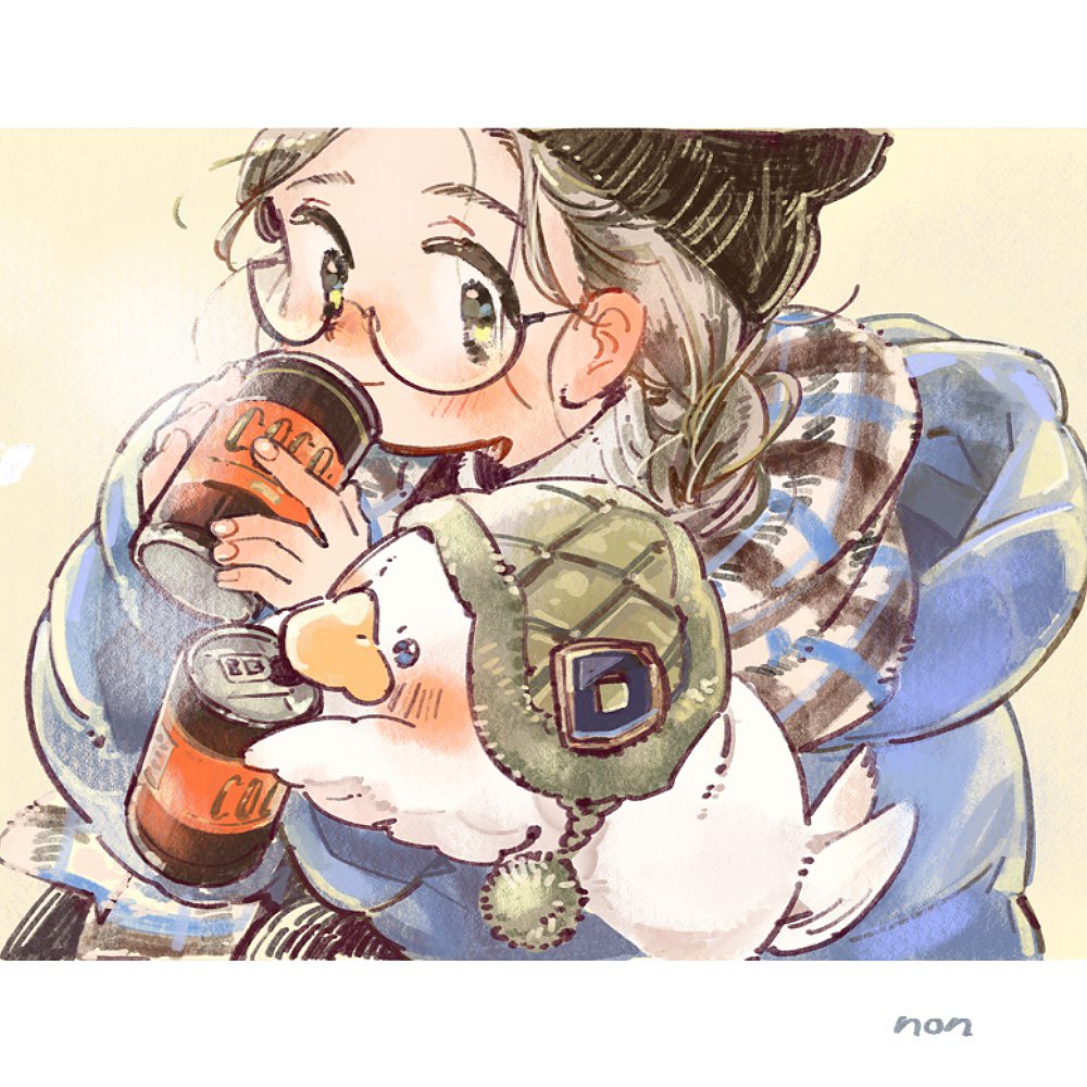 カード用のイラストにちょっと加筆したもの
冬のホットココアは幸せですね❄️