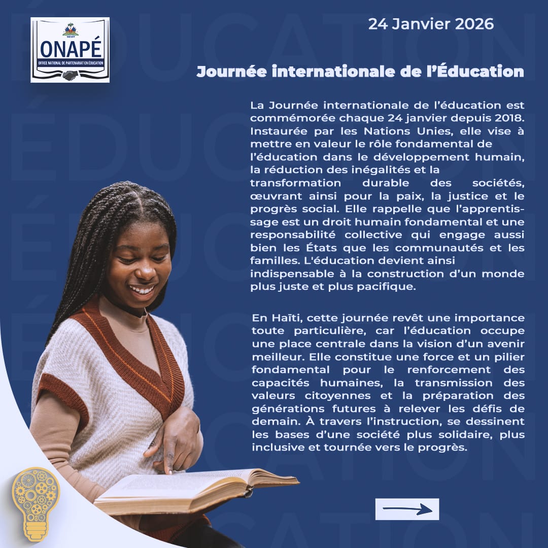 La Journée internationale de l’#éducation vise à mettre en valeur le rôle fondamental de l’éducation dans le #développement humain, la réduction des inégalités et la transformation durable des sociétés, œuvrant ainsi pour la #paix, la justice et le progrès social.