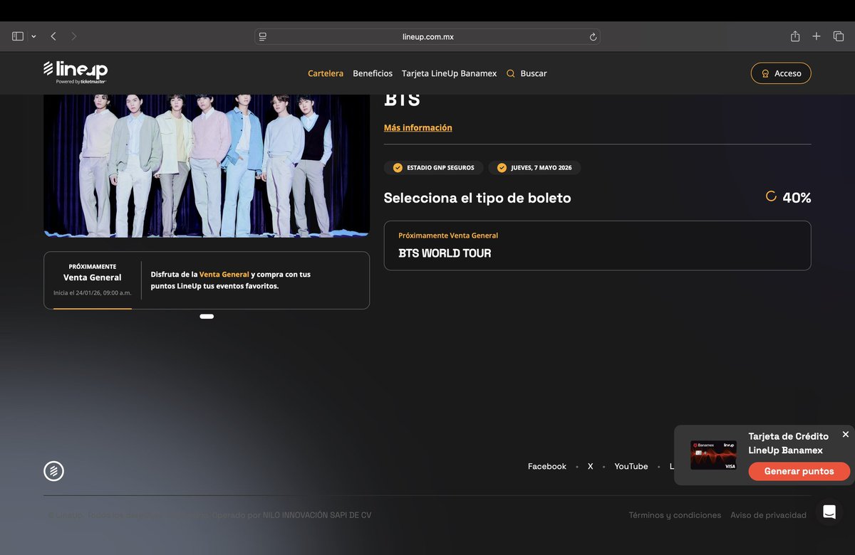 Jiniemystar's tweet photo. Obvio que se acabaron rápido, acuérdense que hubo veta para Banamex line up 🗣️😞
#BTS_WORLDTOUR_MEXICOCITY https://t.co/px2uQE2xWH