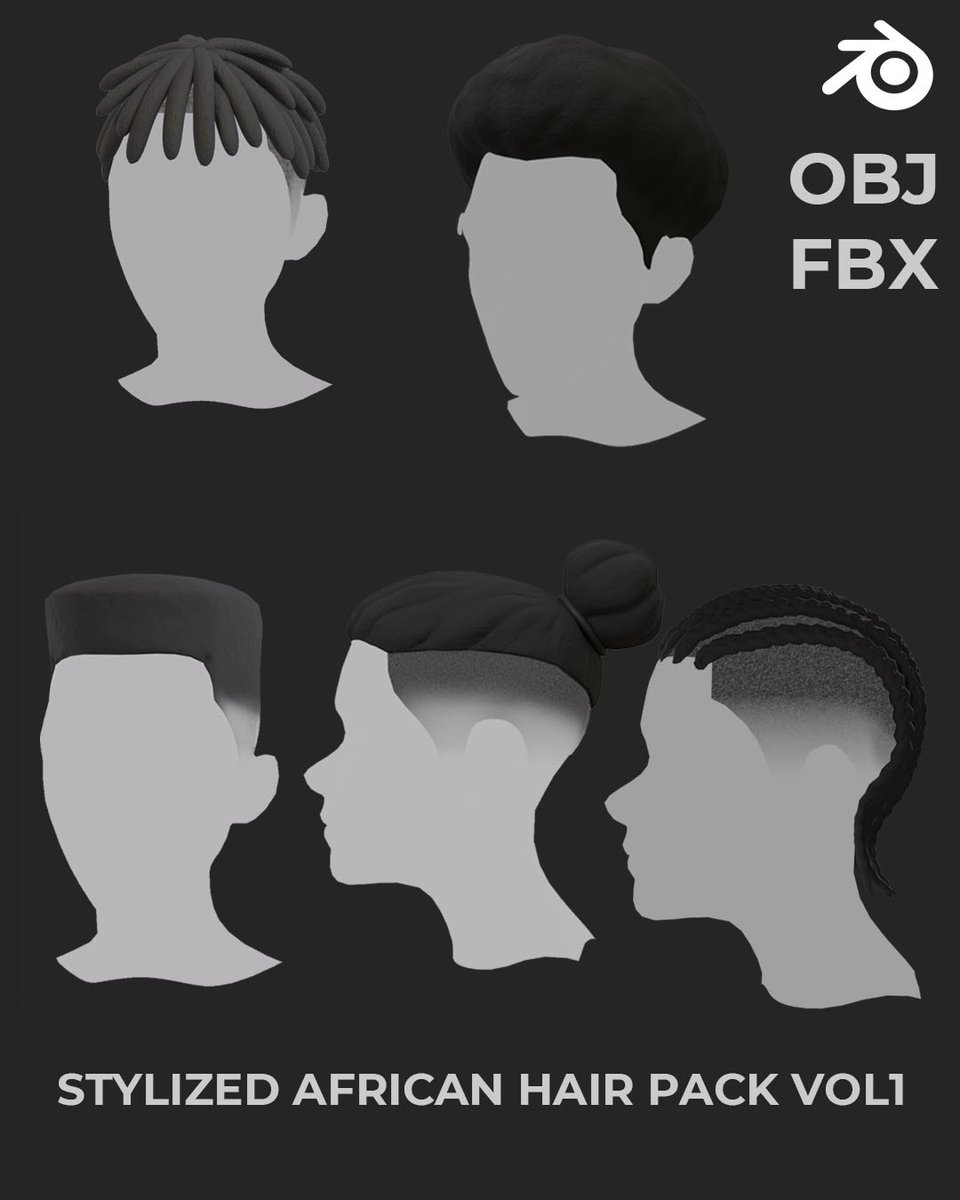 African hair pack. Available on all my store and my patreon. Link in my bio.