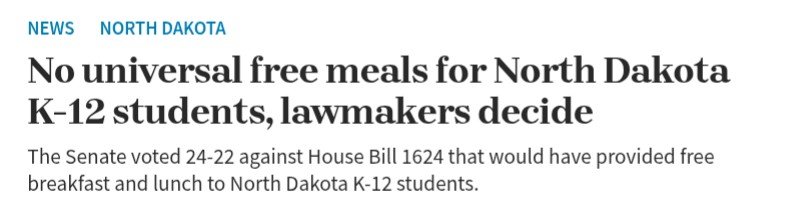 covie_93's tweet image. While Mike Johnson was at that march for life rally yesterday saying Republican policies show that they know "support for American families doesn't end at birth," Republicans in North Dakota were blocking free meals at school for poor students in the state.