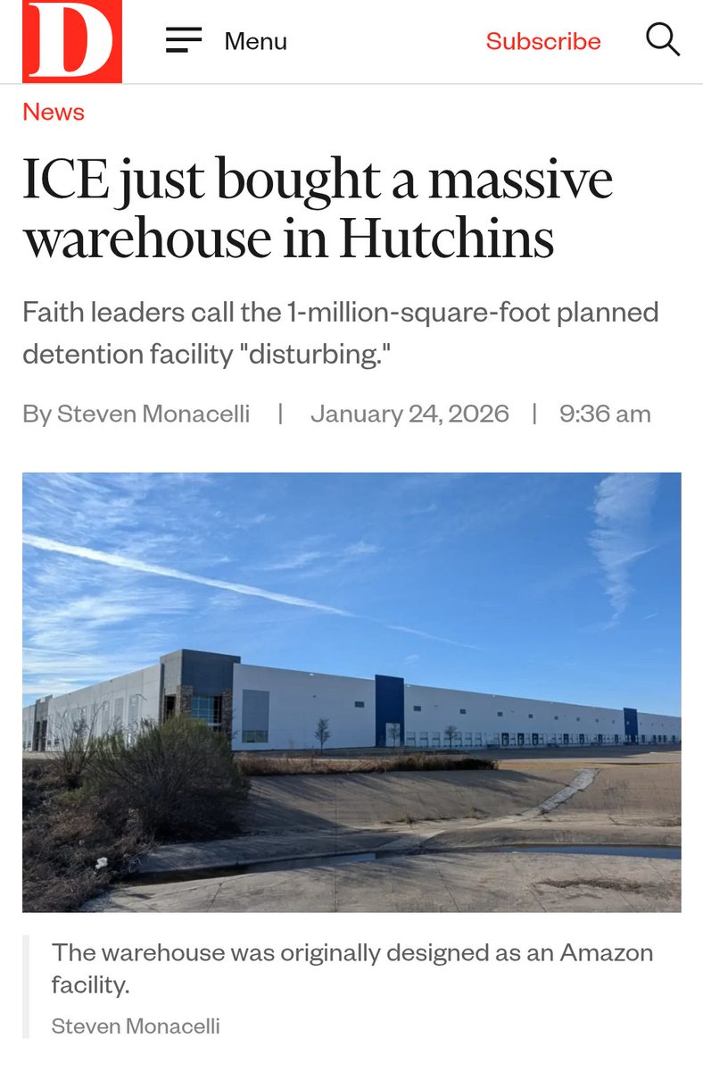 NEW: Many have reported that ICE intends to build a new detention center in Hutchins, Texas, that can house up to 9,500, but no one has reported the exact location — until now. 

dmagazine.com/frontburner/20…
