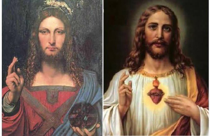 This is not Jesus Christ, this is Cesare Borgia, an Italian politician and an illegitimate son of pope Alexander VI. He was a powerful and ruthless dictator in Europe. His face was made the image of Jesus in the 16th century.