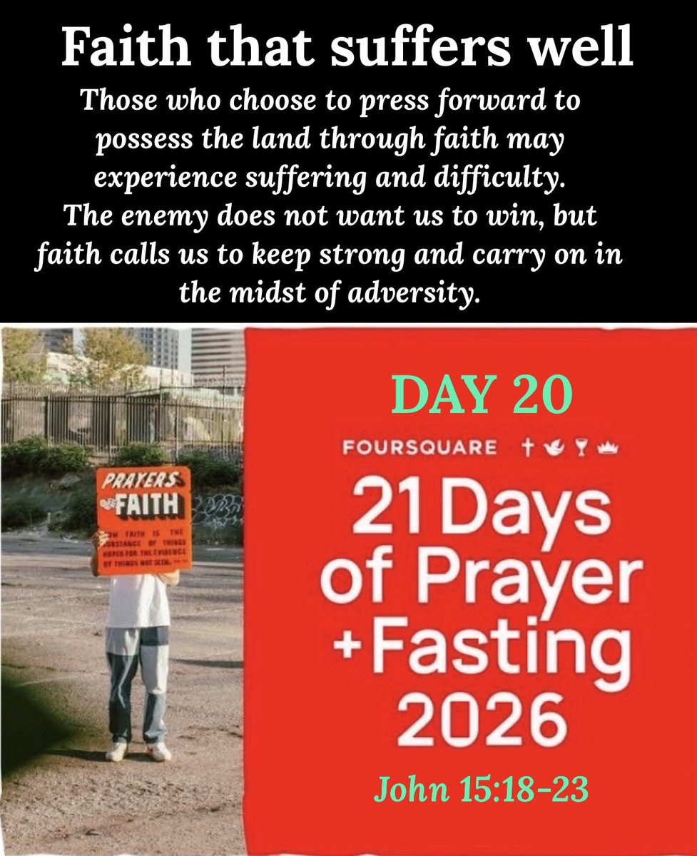 CornerstoneOK's tweet photo. Day 20: Possessing the land by faith is not about escaping suffering but embracing God’s call to walk in faithfulness in the suffering. Gal. 6:2, Psalm 126, Matt. 6:6. #PrayersOfFaith #21daysofprayer #Suffering #CornerstoneChurch #embracinggod  #noapplause #obedience #forgiveness https://t.co/t38zT39uVQ