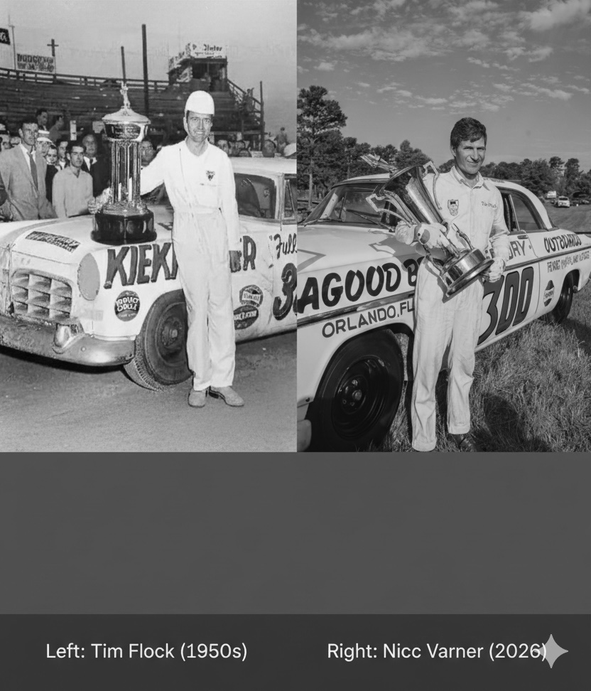 fabulousflocks's tweet photo. Legacy is a responsibility. 

On the left, the legend Tim Flock. On the right, Nicc Varner, bringing #TheFabulousFlocks to life! From the sands of Daytona to the silver screen. 

#NASCAR #NASCARHOF #Rolex24 #Daytona #TimFlock #GeorgiaFilm #IndieFilm #NASCARHeritage https://t.co/ttXgeX9orX