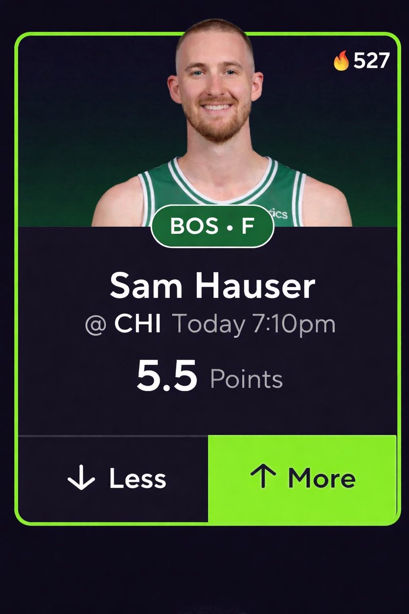 BigJaePicks's tweet image. 🏆 POTD

Sam Hauser — OVER 5.5 1H Points

Hauser has been an automatic early scorer, and this matchup lines up perfectly.

📊 Why this hits:
•L10: 90% hit rate
•7 straight 1H cashes
•Averages ~9.5 1H points vs a 5.5 line
•Bulls vs PF Points rank 30th (worst) in 2025
•Also
