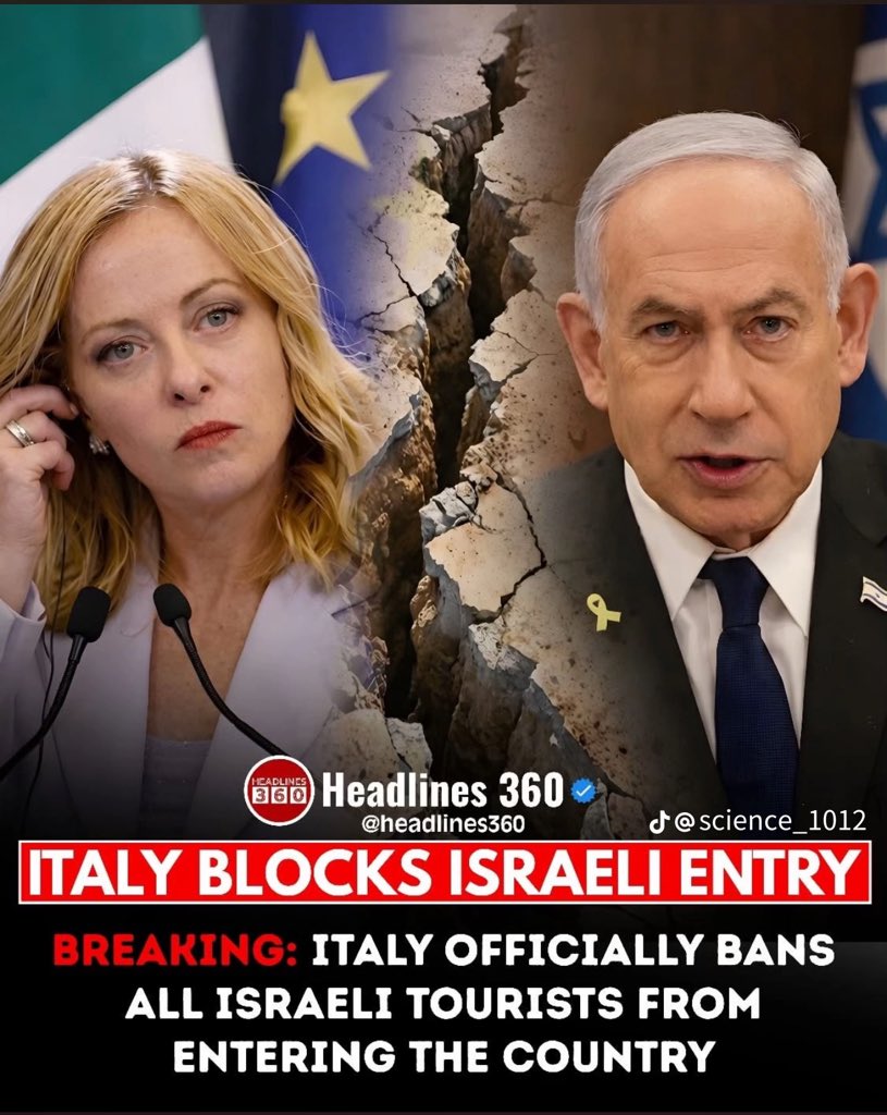 🚨🇮🇹 Italy has officially banned all Israeli tourists from entering the country, citing rising diplomatic tensions.

A major shift in European travel and foreign policy.