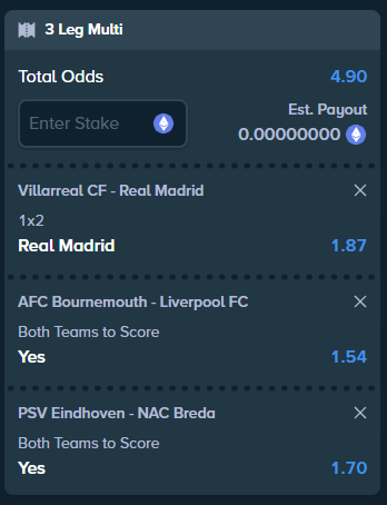 zabspicks's tweet photo. 🔥 3-leg football combo LIVE ⚽️
Real Madrid win
BTTS Bournemouth vs Liverpool
BTTS PSV vs NAC Breda
Total odds 4.90 💥
Best odds + $5 freebet 👉 https://t.co/rNK807gAeN
#Football #SoccerPicks #RealMadrid #Liverpool #PSV #BTTS #ValueBets #Stake https://t.co/CkM5uvB4mm