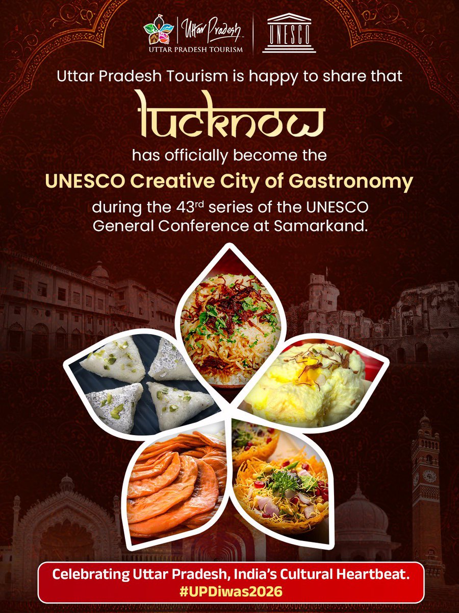 IndEmbVilnius's tweet image. Uttar Pradesh boasts a rich culinary heritage. It is not surprising that  Lucknow was named as a UNESCO Creative City of Gastronomy, celebrating its centuries-old food traditions. 

#VisitUttarPradesh #VisitIndia #IncredibleIndia