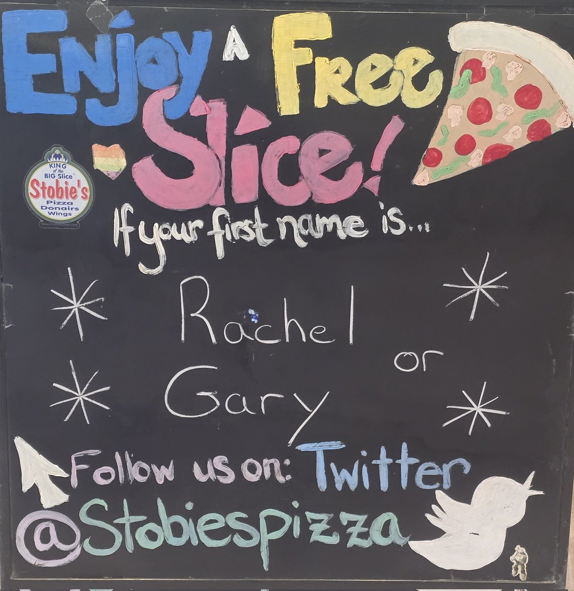 Enjoy a free🍕today if your first name is 🥁🥁🥁🥁 Rachel or Gary 
•
🍕
•
🍕
#Rachel #Gary #namedayslice #kingofthebigslice®️👑
delivery starts at 11 AM 
Call 519-432-2228 or click or Uber Eats or DoorDash
☎️📲💻🍕🍗🌯🥟🥗🚗😍
🍕