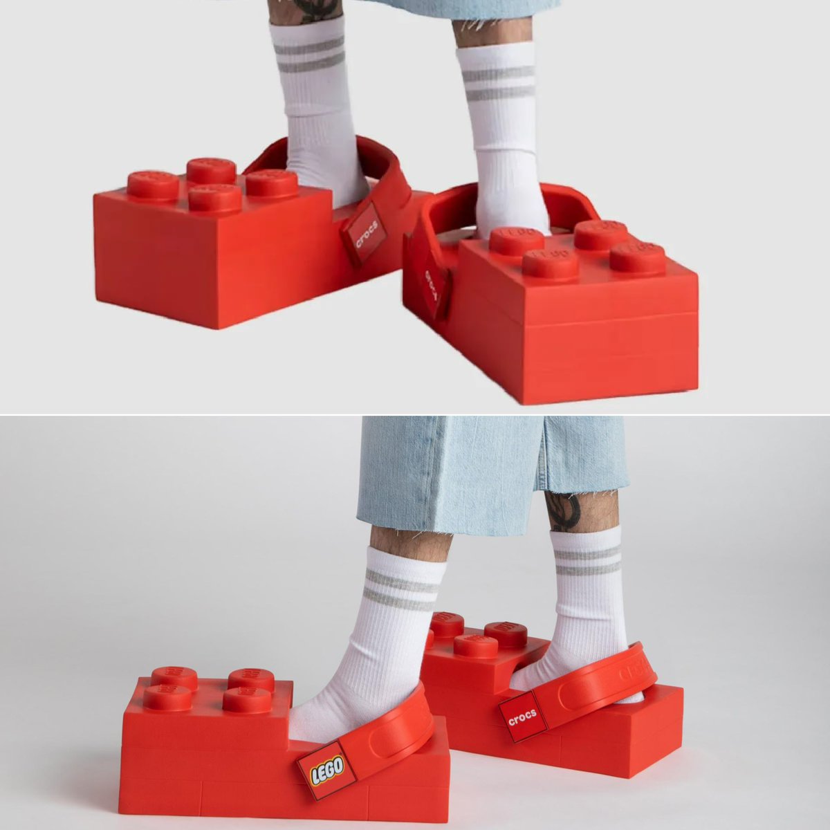 UpdateChamp's tweet image. Lego and Crocs are teaming up to release brick shaped clogs priced at $150

Launch next month