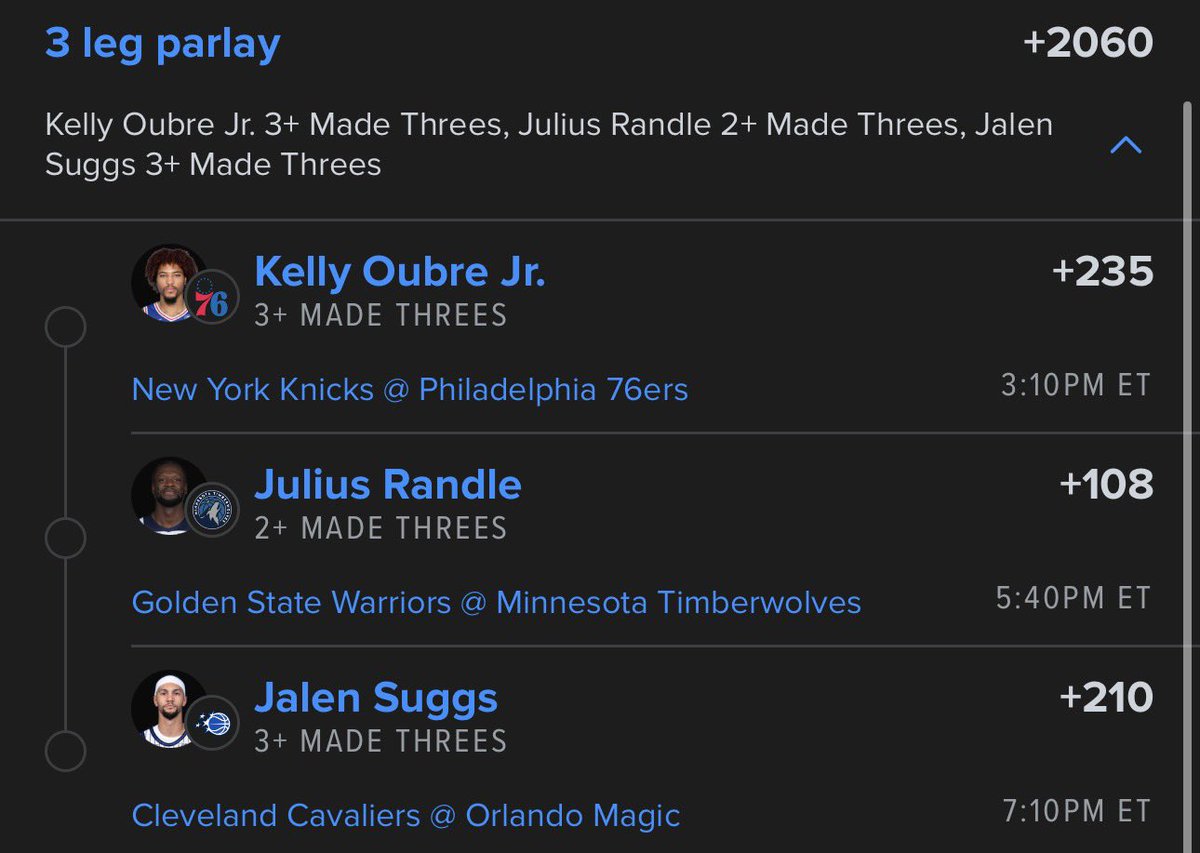 _PropDoctor's tweet image. 3s Lotto 💥

Stepping them up 1 three as well

• Kelly Oubre Jr +3 &amp;amp; 4

• Julius Randle +2 &amp;amp; 3

• Jalen Suggs +3 &amp;amp; 4

#GamblingX #NBA #NBABets