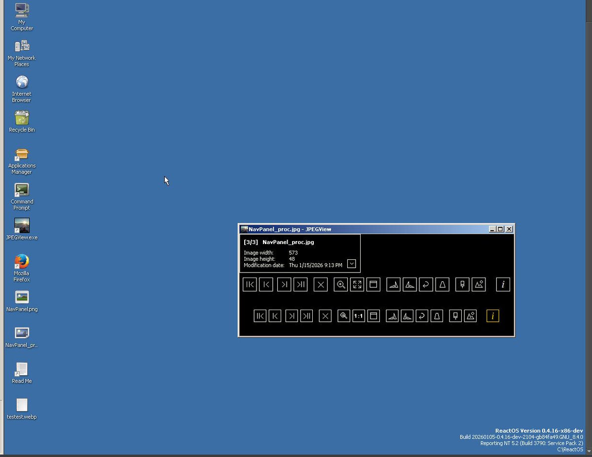 reactos's tweet image. JPEGView 1.3.46 works on #ReactOS!
Test by stavpup.