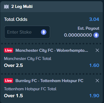zabspicks's tweet photo. 🔥 LIVE 2-leg football combo ⚽️
Man City over 2.5 goals
Tottenham over 1.5 goals
Total odds 3.04 💥
Best odds + $5 freebet 👉 https://t.co/rNK807gAeN
#LiveBet #Football #ManCity #Tottenham #PremierLeague #Goals #Stake https://t.co/8rLtwrEq0e