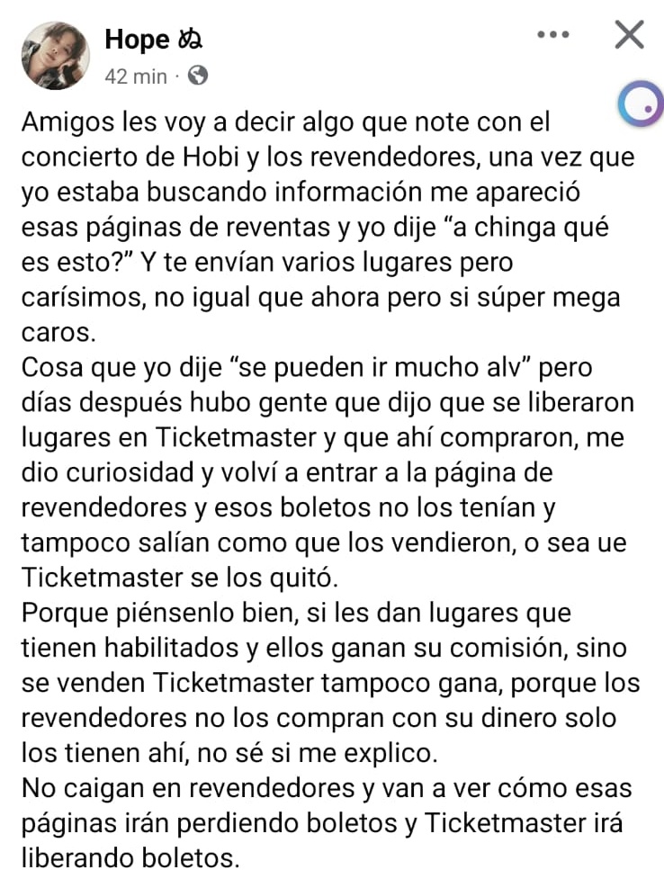 moonchild7carol's tweet image. Se lo que sienten, porque yo lo sentí cuando vino Hobi, pero nunca paso por mi mente comprar en reventa. No lo hagaan, no mes sigan dando de tragar a esas ratas

NO A LA REVENTA EN MÉXICO 
#NoALosRevendedores
#NoALaReventa 
#ARMYNoCompraReventa