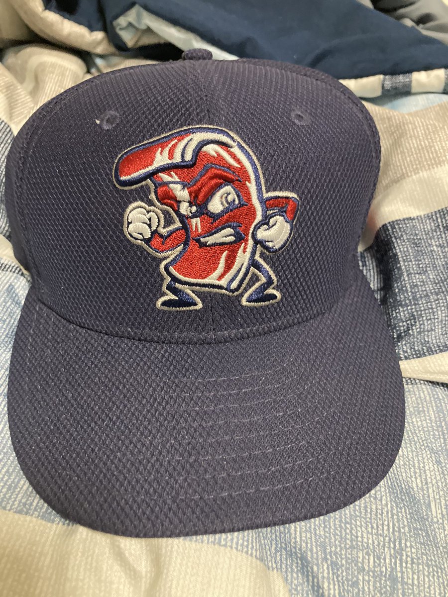 EarnedFunAvg's tweet photo. The hats we wore during our recording with @natebleek, the GM of the @LumberKings. Nate wore the black LumberKings hat on the bottom left and showed off some of the other awesome hats in his collection. Johnny wore the @IronPigs Bacon hat. Eric had the Staten Island Pizza Rats. https://t.co/0qZpBttyYA