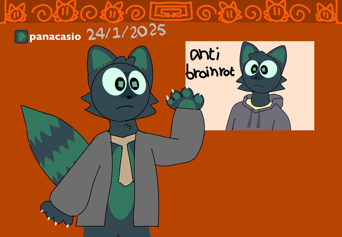 panacasiosoft's tweet photo. Hey guys, it’s happened again , tomorrow is Second semester and my winter holiday is over , and so here is the last art , about me describing about anti-brainrot art #meme #smallartist #smallcap #furry #FurryTails https://t.co/JqMaN4h0yS