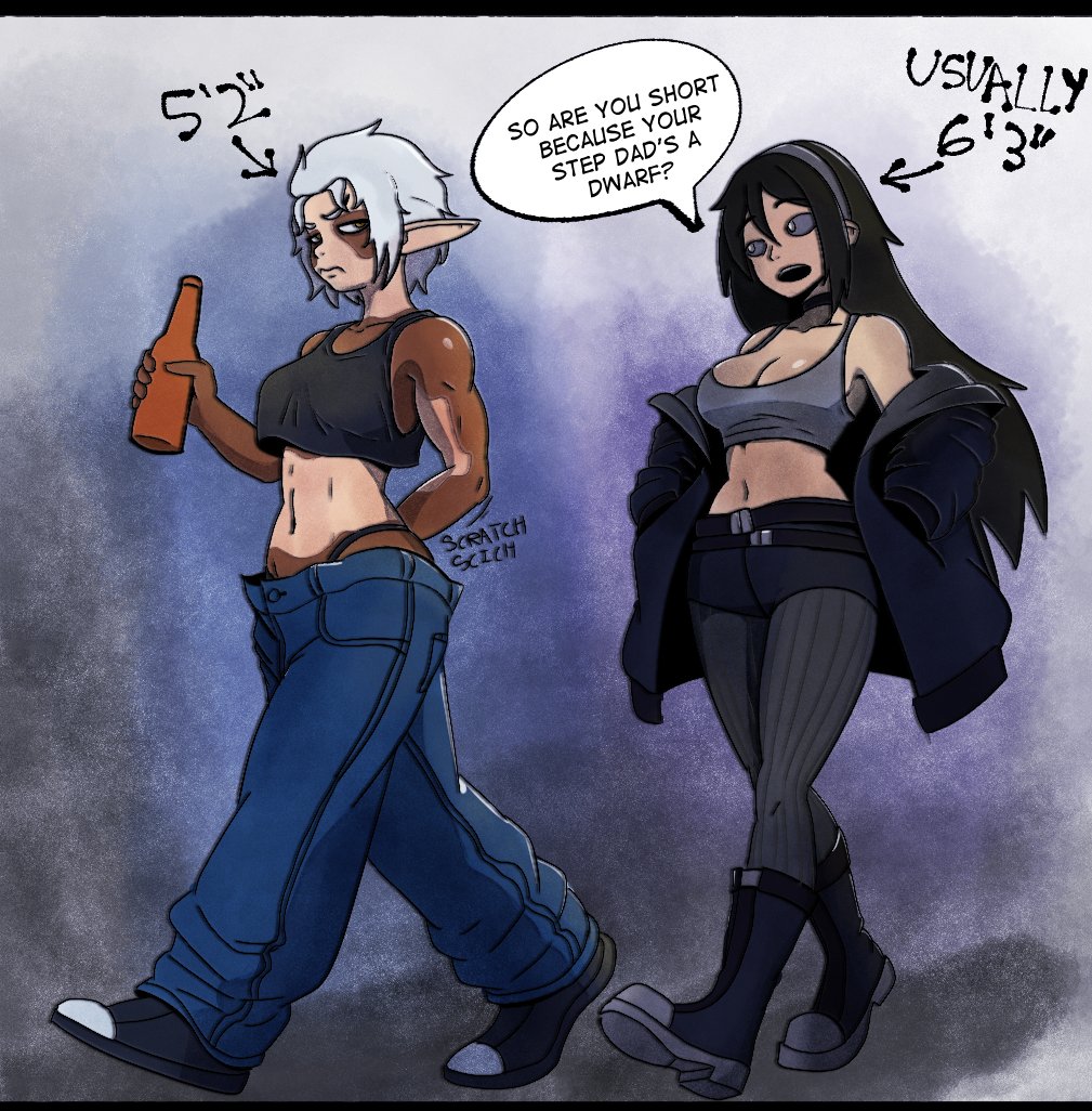 Chaossus1's tweet image. She never stopped being curious about short people since October. Also, trying to refine a new marker/watercolor style

#digitalartwork #oc #meme #rkgk