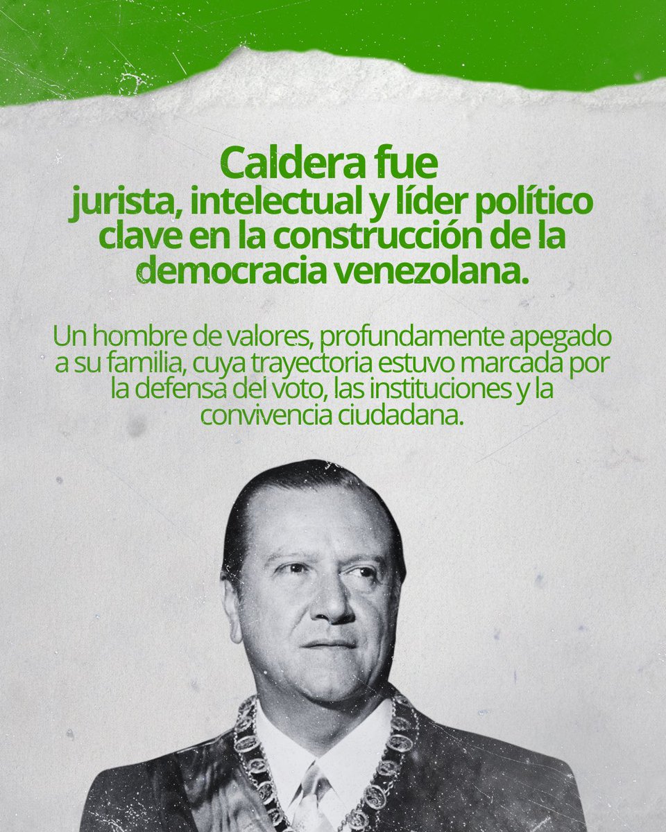 ConvergenciaVe's tweet photo. Hoy celebramos el nacimiento de nuestro fundador, @RafaelCalderaOf. Un hombre de familia y un demócrata cristiano ejemplar, que trabajó para que cada hogar en Venezuela viviera con progreso, paz y estabilidad. Fiel a sus principios, abrió el camino del diálogo y la tranquilidad que las familias necesitaban para salir adelante.

En Convergencia mantenemos firme nuestro compromiso con la libertad de Venezuela, guiados por los mismos valores y con el firme propósito de ver a nuestras familias unidas nuevamente.

#24Ene
