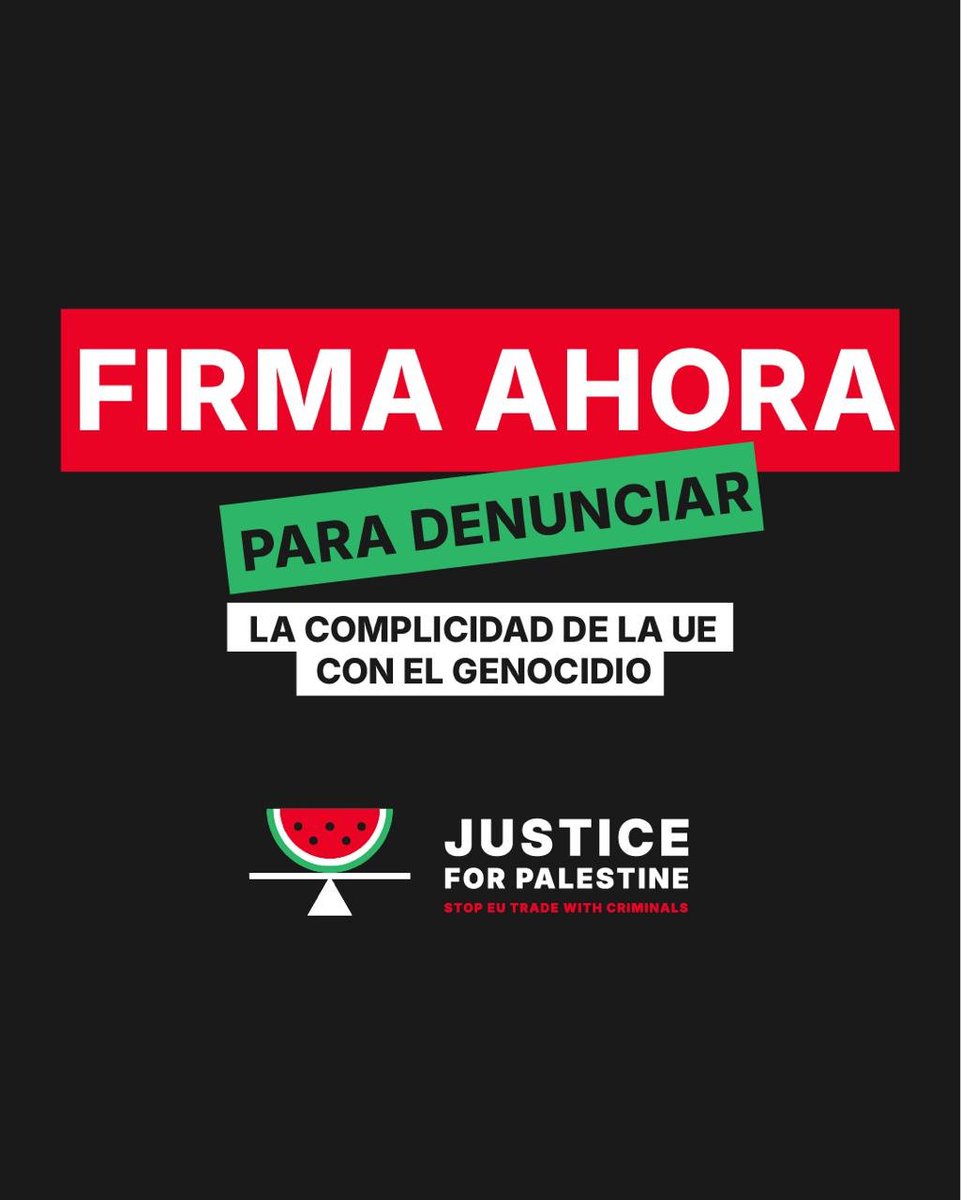 El Estado genocida de Israel no podría exterminar al pueblo palestino si no fuera por el apoyo económico de EEUU, Europa y España. 

Porque es el momento de dejarnos la piel para frenar a los genocidas y sus cómplices, entra aquí eci.ec.europa.eu/055/public/#/s… y firma la iniciativa.
