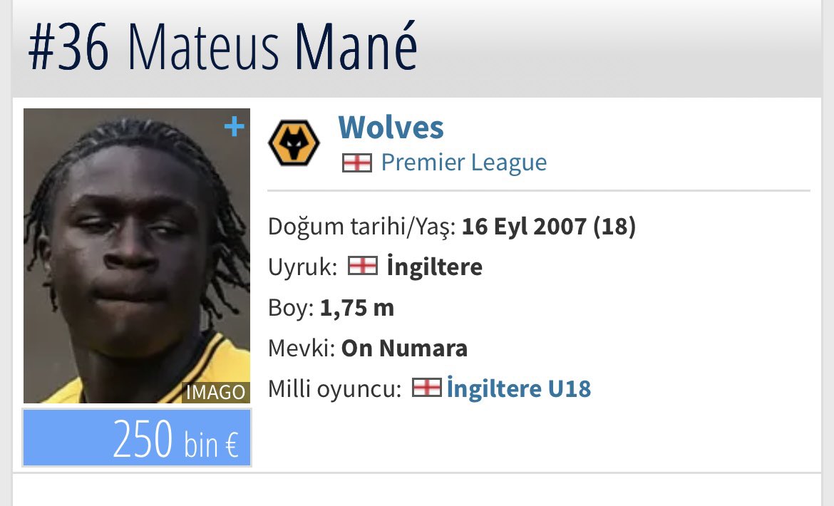 Mateus Mane bu ismi bi kenara yazın bir kaç seneye çok büyük topçu olucak özgüveni yüksek çok hızlı bilekleri çok temiz çok fena muz orta yapıyor.